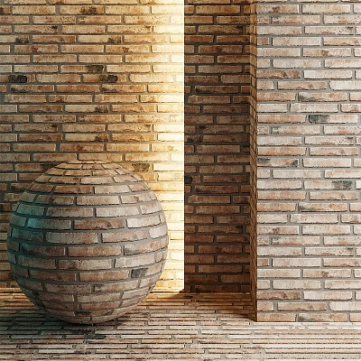 Brick Spherical Component With Rustic Brick Wall Background And Textured Design 3d model