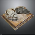 Freshly Baked Rustic Bread Loaf on Wooden Cutting Board with Flour Dust