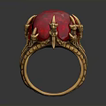 Ornate Gold Ring Featuring Red Gemstone And Intricate Dragon Claw Design