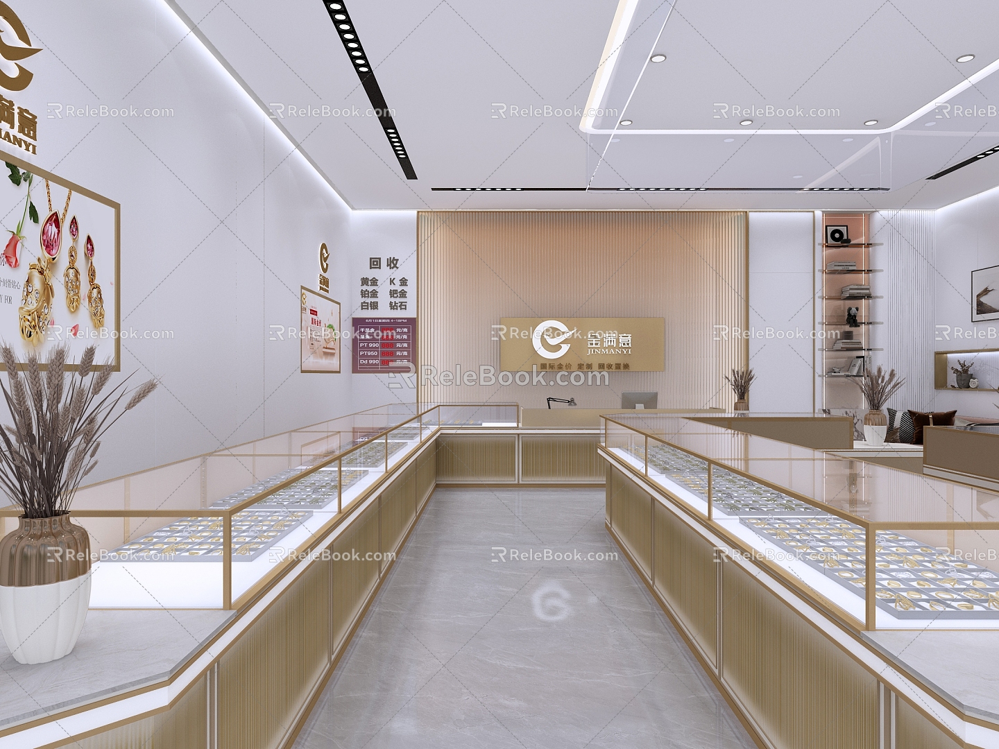 Gold Jewelry Jewelry Shop Modern Jewelry Store 3d model