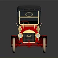 Vintage Red Classic Car With Black Top Gold Accents And Red Rims