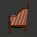 Classic Red Striped Sofa With Carved Wooden Frame And Traditional Design