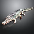 Lifelike Crocodile Figure With Detailed Scaly Skin On Dark Reflective Surface