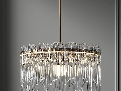 Elegant Modern Crystal Chandelier With Hanging Prisms And Metal Frame For Interior Decor 3d model