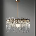 Elegant Modern Crystal Chandelier With Hanging Prisms And Metal Frame For Interior Decor