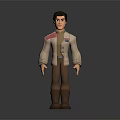 Cartoon Male Character Standing In Light Coat Pink Inner Shirt Brown Pants Boots Gray Background