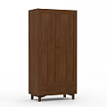 Brown Wooden Wardrobe with Two Doors Bottom Drawer and Legs for Modern Bedroom Storage