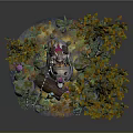 Detailed Fantasy Forest Scene Diorama With Fairy Trees Flowers And Stones