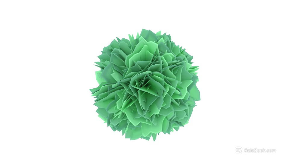 Green Flower Ball With Layered Petals In Spherical Botanical Design 3d model 