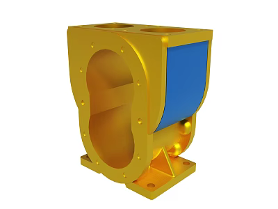 Yellow Industrial Mechanical Component With Blue Panel And Bolted Holes Base 3d model