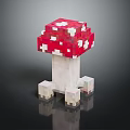 Pixel Art Style Red Spotted Cap Mushroom With White Stalk And Base