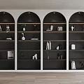 Arched Decorative Cabinet With Multiple Shelves Displaying Decorative Items In Modern Interior 3d model