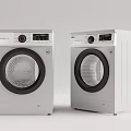 Two White Front Loading Washing Machines With Modern Control Panels And Sleek Design For Home Use 3d model