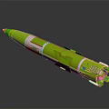 Green Military Missile With White Sections Red Warhead And Grid Design