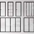 Different Modern Sliding Doors With Black Frames And Glass Panels For Interior Design 3d model