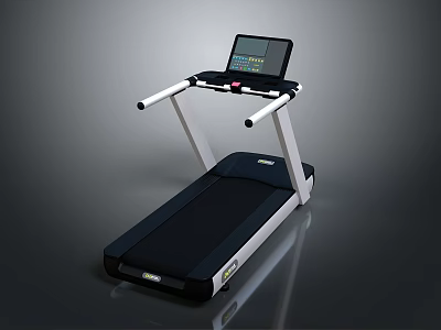 Modern Treadmill With Digital Display Screen And Black White Frame For Home Use 3d model