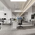 Modern Public Office Space With White Desks Black Chairs And Greenery