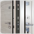 Modern Interior Doors With Wooden Texture White Surface Handles And Locks 3d model
