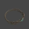 Intricate Twisted Weapon Featuring Central Teal Gem And Forged Metal Structure