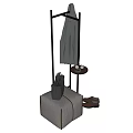 Functional Coat Rack With Hanging Coat Small Table Stool Bag And Shoes