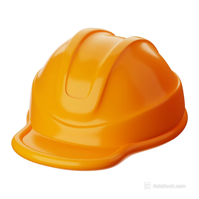 Orange Hard Hat Designed For Construction Safety And Workplace Protection 3d model 