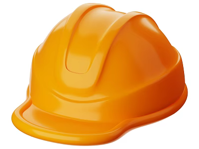 Orange Hard Hat Designed For Construction Safety And Workplace Protection 3d model