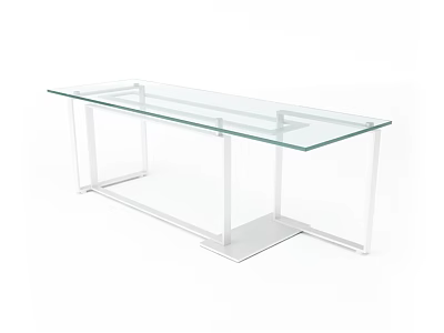 Modern Functional Desk With Glass Top And White Metal Frame Structure 3d model