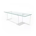 Modern Functional Desk With Glass Top And White Metal Frame Structure