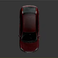 Red Sedan Car With Dusty Exterior Parked On Shiny Reflective Surface