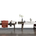 New Chinese Style Bed End Stool Bed End Stool Low Stool Sofa Stool Combination 3d model