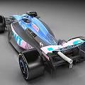 Blue Formula 1 Race Car With Pink BWT Logo And Number 10 Design