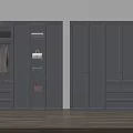Modern Gray Wardrobe Design With Glass Doors Drawers And Interior Lighting
