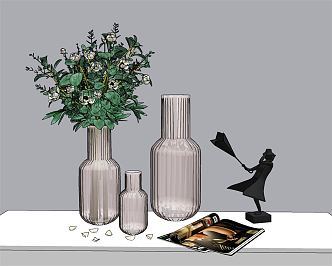 Modern Ornaments Combination Glass Vase Ornaments 3d model