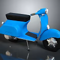 Blue Vintage Scooter Motorcycle With Black Seat And Silver Wheels