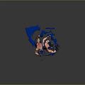 Game Movie Characters Muscular Male Fighters Blue Helmets Dynamic Action Poses With Blue Liquid Splashes