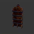 Red Wooden Multi Tier Decorative Shelf With Top Hole And Supporting Feet
