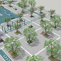 Modern Square Tree Square 3d model
