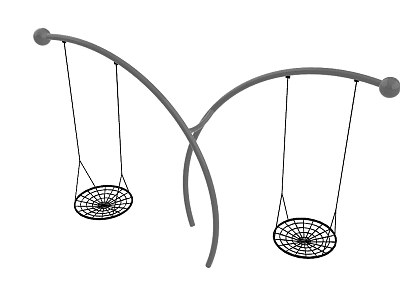 Outdoor Playground Equipment Featuring Curved Frame And Double Net Swings 3d model