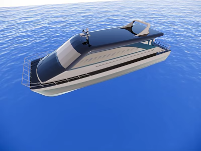 Luxury Yacht Sailing On Blue Sea With Streamlined Hull And Open Deck 3d model