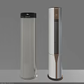 Modern Tower Air Conditioner Fan In Gray And White With Sleek Control Panel