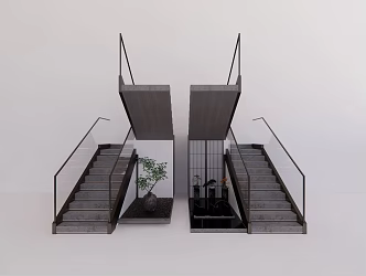 Modern staircase landscape 3d model