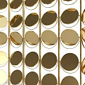 Golden Decorative Partition With Circular Elements In Grid Arrangement Design 3d model