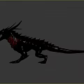 Black Dragon Creature With Glowing Red Chest Sharp Spikes Open Mouth And Sharp Teeth 3d model