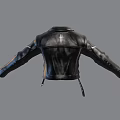 Classic Black Leather Jacket With Front Zipper And Belted Waist Design