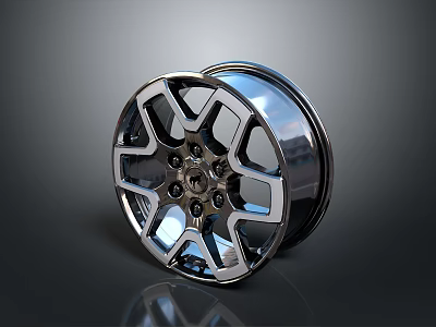 Stylish Metallic Car Wheel Rim With Chrome Finish And Spoke Design 3d model
