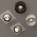 LED Recessed Downlights and Spotlights with Square Round Bases in Black White Ceiling Design