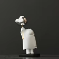 White Ceramic Decorative Figure Ornament Holding Balloon Shaped Design With Black Base