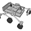 Intelligent Robotic Exploration Machine With Four Black Wheels And Metal Frame 3d model