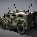 Military Armored Off Road Vehicle With Camouflage Paint Large Tires And Antennas