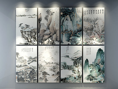 New Chinese Landscape Painting Decorative Painting 3d model